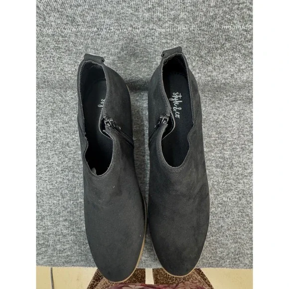 Style & Co Women's Sz 9.5Black Faux Suede Ankle Booties Boots Block Heel - Picture 7 of 13